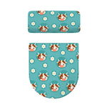 Cute Cow And Daisy Flower Pattern Print Toilet Lid And Tank Cover Set