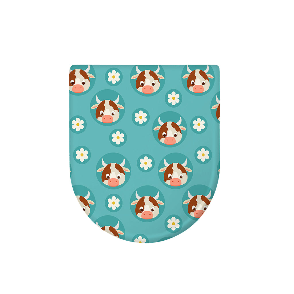 Cute Cow And Daisy Flower Pattern Print Toilet Lid Cover