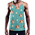 Cute Cow And Daisy Flower Pattern Print Men's Workout Tank Top