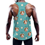 Cute Cow And Daisy Flower Pattern Print Training Tank Top