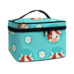 Cute Cow And Daisy Flower Pattern Print Travel Makeup Bag