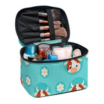 Cute Cow And Daisy Flower Pattern Print Travel Makeup Bag