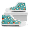 Cute Cow And Daisy Flower Pattern Print White High Top Sneakers