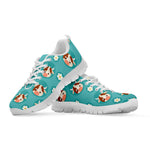 Cute Cow And Daisy Flower Pattern Print White Running Shoes