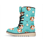 Cute Cow And Daisy Flower Pattern Print Winter Boots