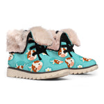 Cute Cow And Daisy Flower Pattern Print Winter Boots