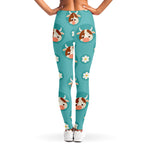 Cute Cow And Daisy Flower Pattern Print Women's Leggings