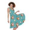 Cute Cow And Daisy Flower Pattern Print Women's Sleeveless Dress