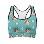 Cute Cow And Daisy Flower Pattern Print Women's Sports Bra