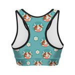 Cute Cow And Daisy Flower Pattern Print Women's Sports Bra