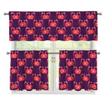 Cute Crab Pattern Print 3 Piece Kitchen Curtains