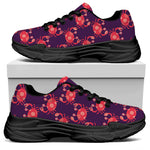 Cute Crab Pattern Print Black Chunky Shoes