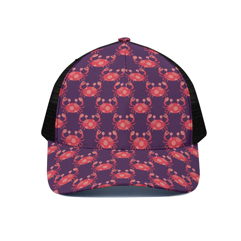 Cute Crab Pattern Print Black Mesh Trucker Cap