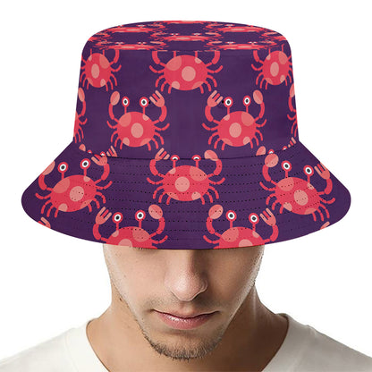 Cute Crab Pattern Print Bucket Hat