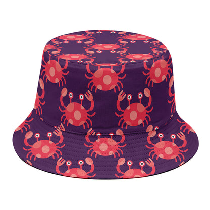 Cute Crab Pattern Print Bucket Hat