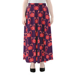 Cute Crab Pattern Print Chiffon Maxi Skirt