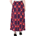 Cute Crab Pattern Print Chiffon Maxi Skirt