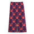 Cute Crab Pattern Print Cotton Front Slit Maxi Skirt