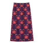 Cute Crab Pattern Print Cotton Front Slit Maxi Skirt