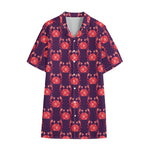 Cute Crab Pattern Print Cotton Hawaiian Shirt