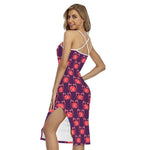 Cute Crab Pattern Print Cross Back Cami Dress