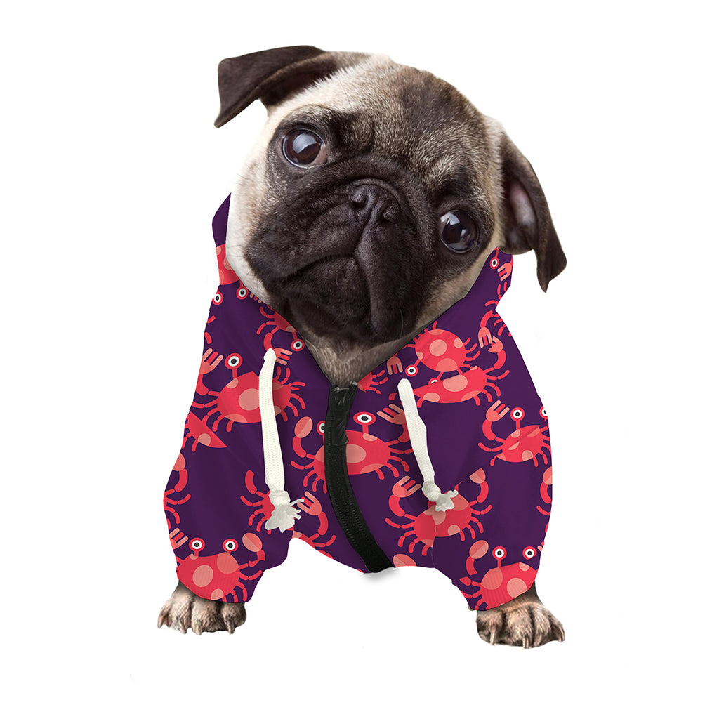 Cute Crab Pattern Print Dog Zip Up Hoodie
