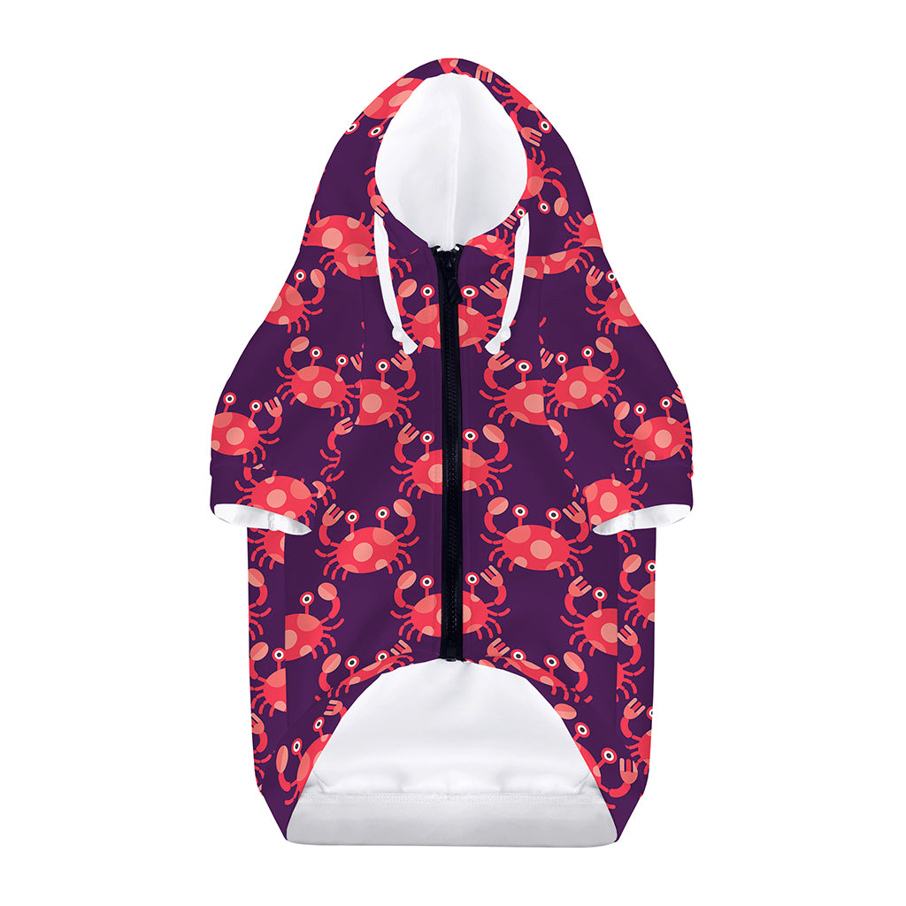 Cute Crab Pattern Print Dog Zip Up Hoodie
