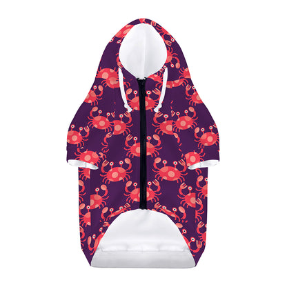 Cute Crab Pattern Print Dog Zip Up Hoodie