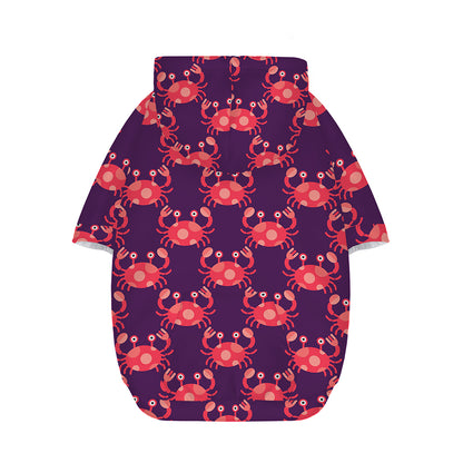 Cute Crab Pattern Print Dog Zip Up Hoodie