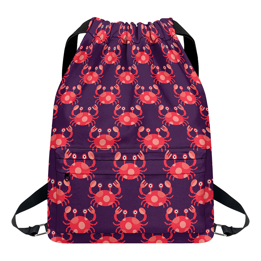 Cute Crab Pattern Print Drawstring Backpack