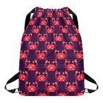 Cute Crab Pattern Print Drawstring Backpack