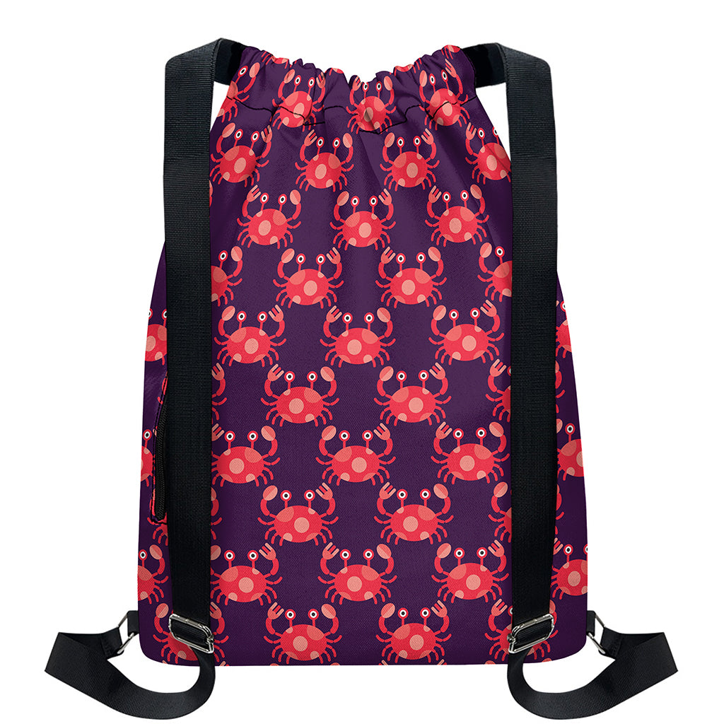 Cute Crab Pattern Print Drawstring Backpack