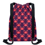 Cute Crab Pattern Print Drawstring Backpack