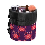 Cute Crab Pattern Print Drawstring Makeup Bag