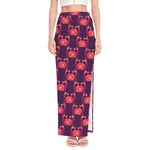 Cute Crab Pattern Print High Slit Maxi Skirt