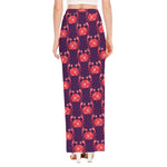 Cute Crab Pattern Print High Slit Maxi Skirt