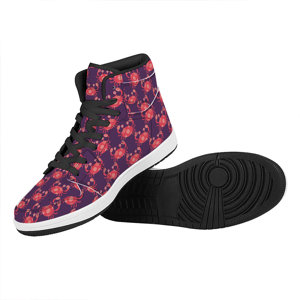 Cute Crab Pattern Print High Top Leather Sneakers