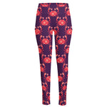 Cute Crab Pattern Print High-Waisted Pocket Leggings