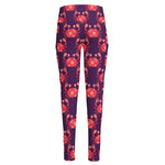 Cute Crab Pattern Print High-Waisted Pocket Leggings