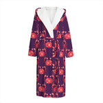Cute Crab Pattern Print Hooded Bathrobe