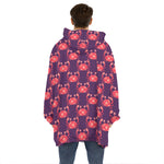 Cute Crab Pattern Print Hoodie Blanket