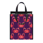 Cute Crab Pattern Print Insulated Lunch Tote