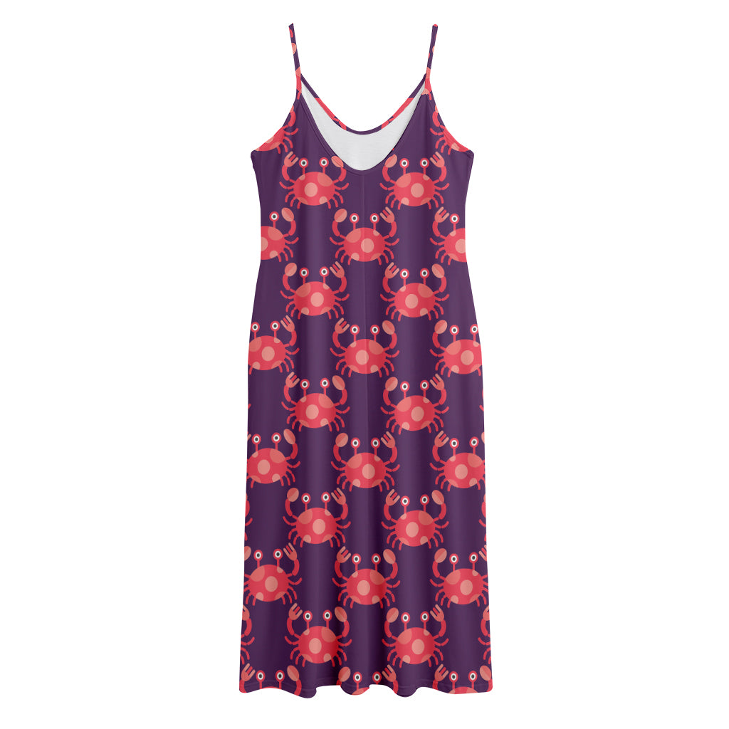Cute Crab Pattern Print Jersey Midi Cami Dress