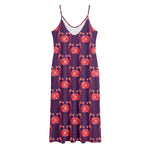 Cute Crab Pattern Print Jersey Midi Cami Dress