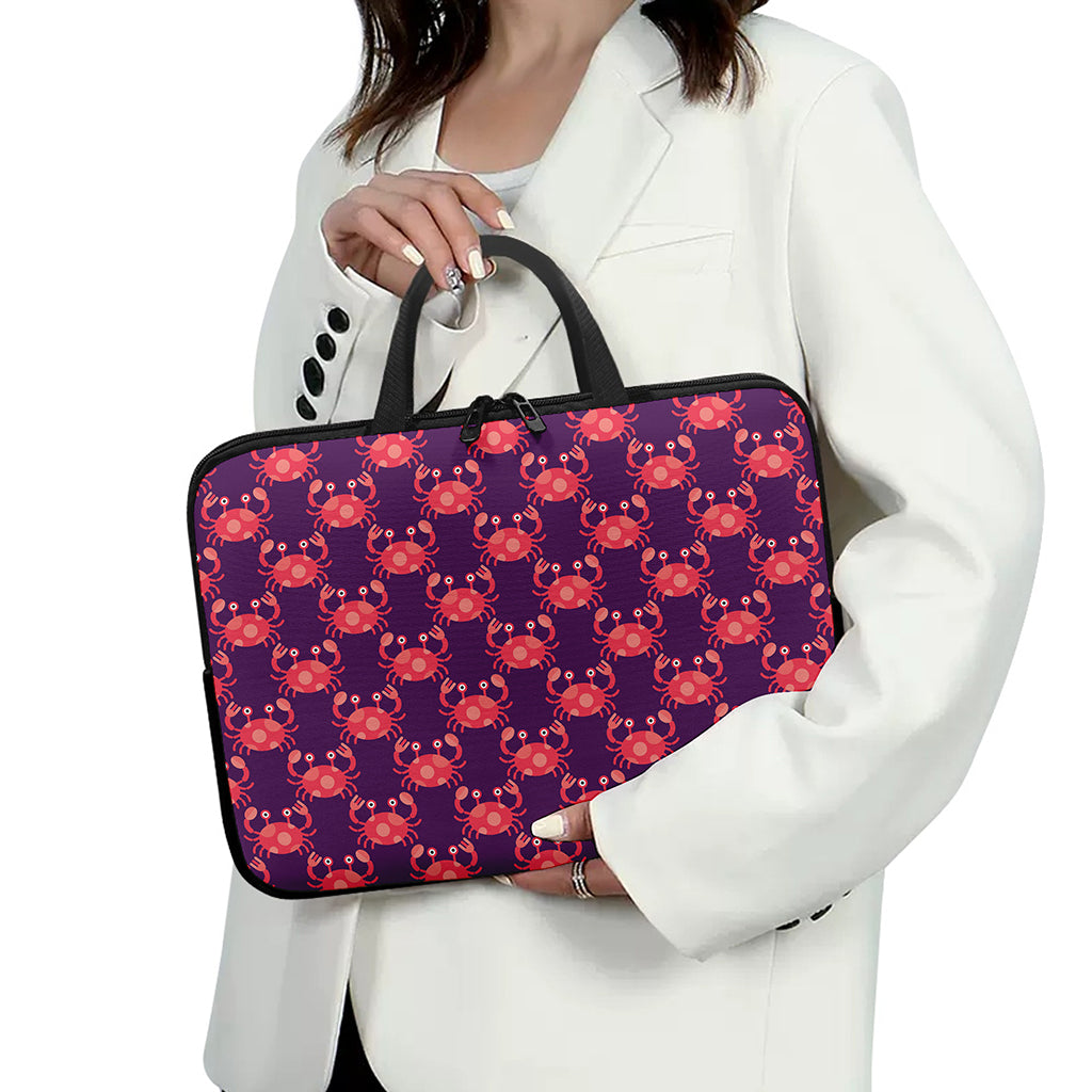 Cute Crab Pattern Print Laptop Sleeve With Handle