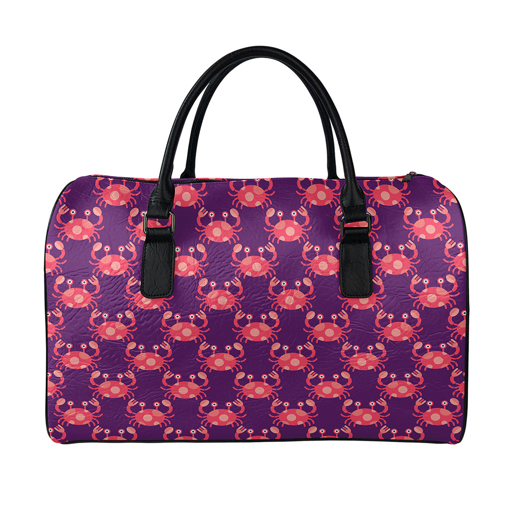 Cute Crab Pattern Print Leather Duffle Bag