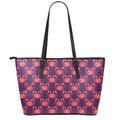 Cute Crab Pattern Print Leather Tote Bag With Zipper