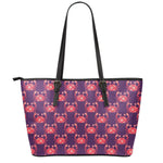 Cute Crab Pattern Print Leather Tote Bag