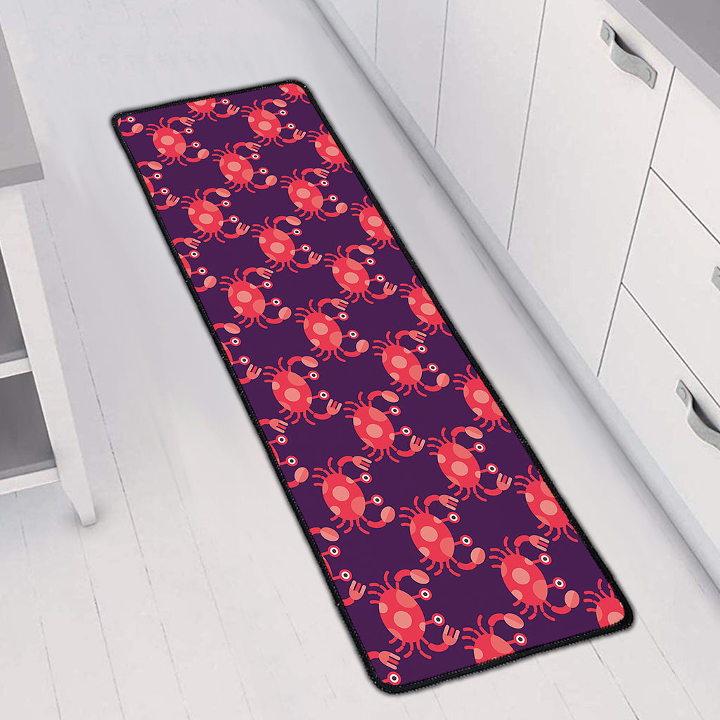 Cute Crab Pattern Print Long Kitchen Mat
