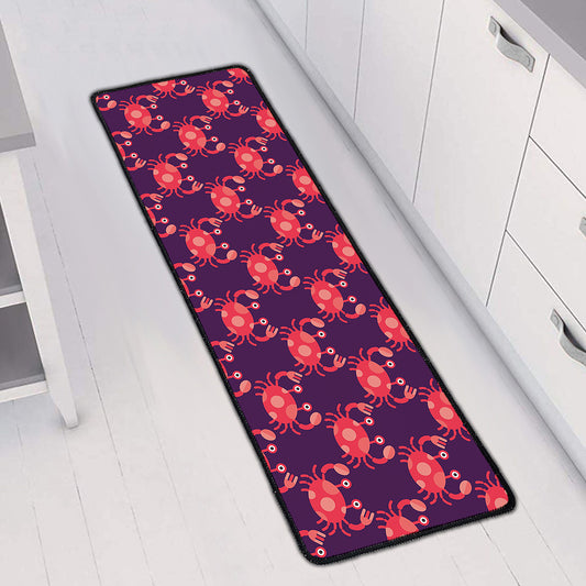 Cute Crab Pattern Print Long Kitchen Mat